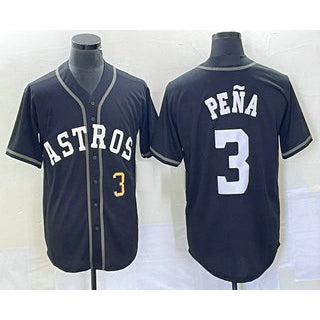Houston Astros #3 Jeremy Pena Number Black Fotopoulosg Cool Base Stitched Jersey
