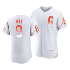 San Francisco Giants #9 Brandon Belt White Fotopoulosg 2021 City Connect Flex Base Jersey