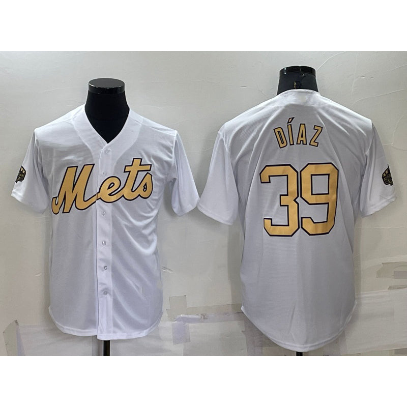 New York Mets #39 Edwin Diaz White Fotopoulosg 2022 All Star Stitched Cool Base Jersey