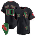 Custom Chicago White Sox Mexico Vapor Premier Limited Jersey ¨C Illinois Patch ¨C Black Fotopoulosg