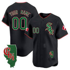 Custom Chicago White Sox Mexico Vapor Premier Limited Jersey ¨C Illinois Patch ¨C Black Fotopoulosg