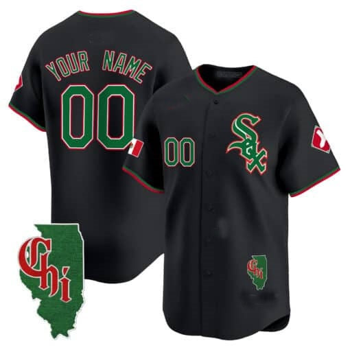 Custom Chicago White Sox Mexico Vapor Premier Limited Jersey ¨C Illinois Patch ¨C Black Fotopoulosg
