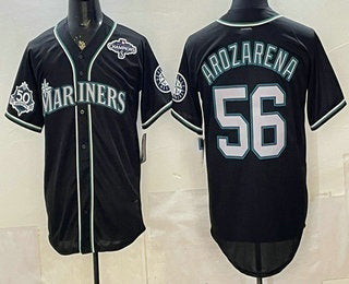 Seattle Mariners #56 Randy Arozarena 50th Black Fotopoulosg Out Style Vapor Premier Limited Jersey