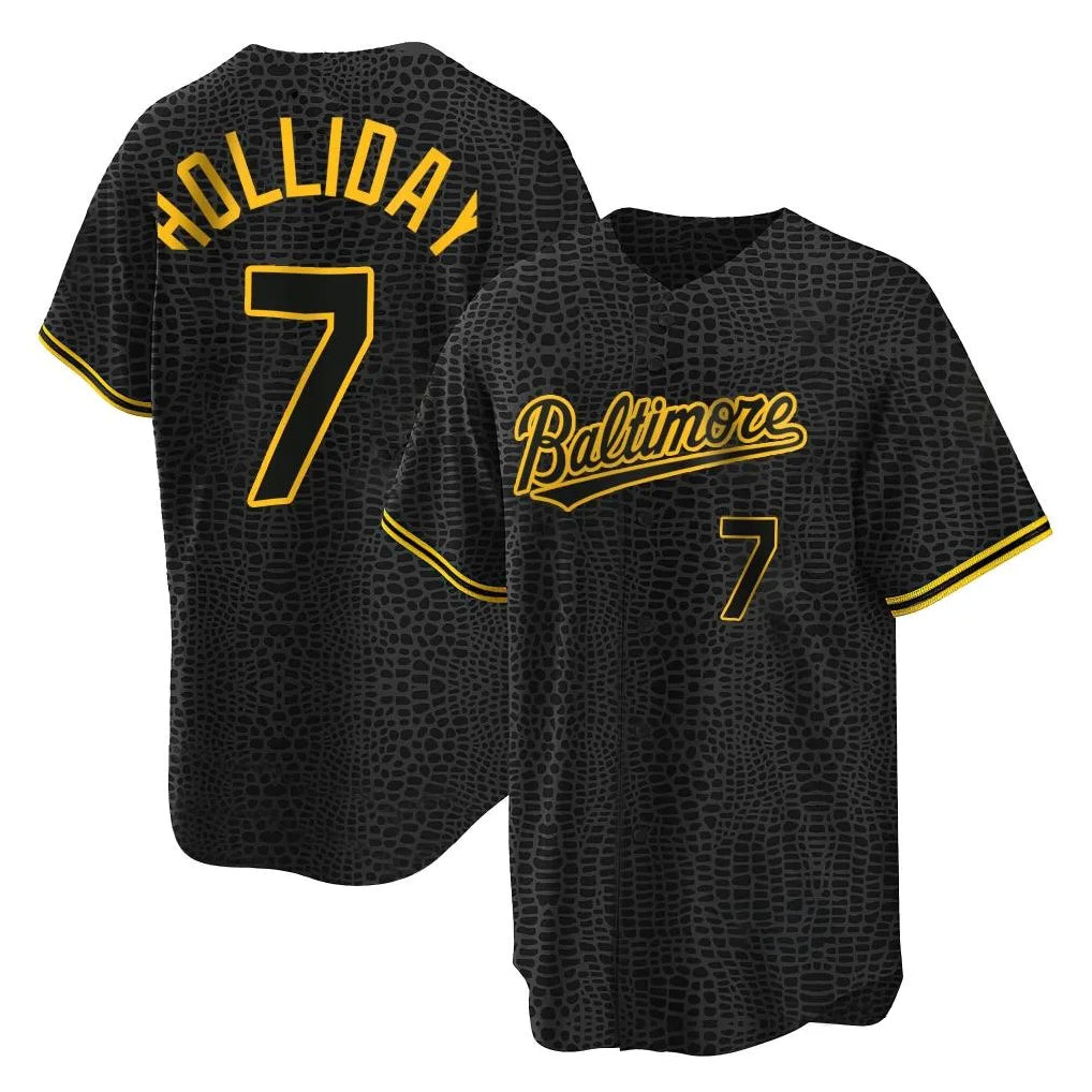 Baltimore Orioles #7 Jackson Holliday Player Black Fotopoulosg Snake Skin City Home Game Stitched Jerseys