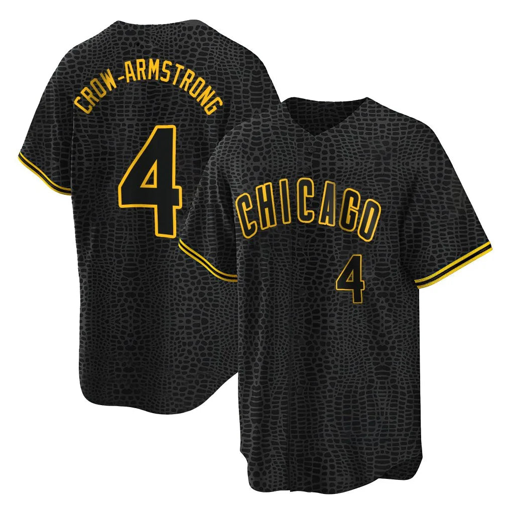 Chicago Cubs #4 Pete Crow-Armstrong Player Black Fotopoulosg Snake Skin City Game Stitched Jerseys