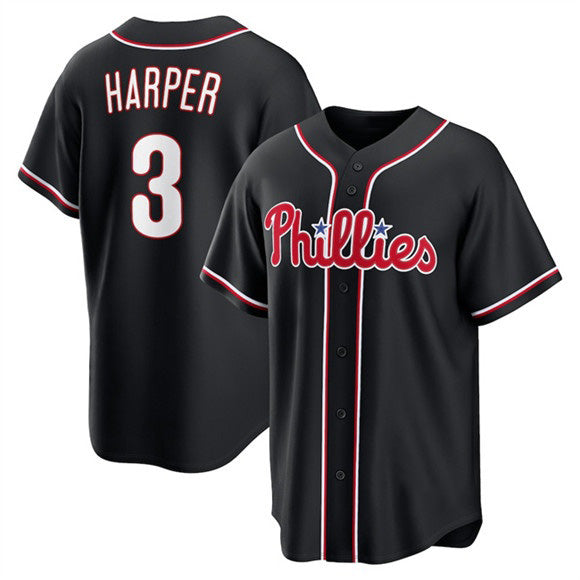 Philadelphia Phillies #3 Bryce Harper Fashion Black Fotopoulosg Out Stitched Baseball Jersey
