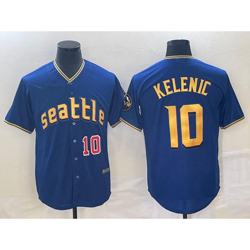 Seattle Mariners #10 Jarred Kelenic Number Blue Fotopoulosg 2023 City Connect Cool Base Stitched Jersey