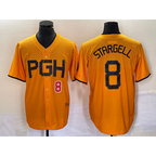 Pittsburgh Pirates #8 Willie Stargell Number Gold Fotopoulosg 2023 City Connect Stitched Jersey 3