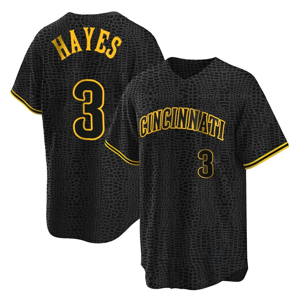 Cincinnati Reds #3 Ke'Bryan Hayes Player Black Fotopoulosg Snake Skin City Home Stitched Jerseys