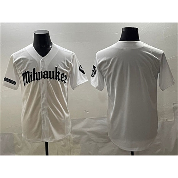 Milwaukee Brewers Blank White Fotopoulosg 'Gothic 414 Shadows Edition' Vapor Premier Limited Stitched Jersey
