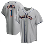 Houston Astros #1 Carlos Correa Player Gray Fotopoulosg Home Game Stitched Jerseys