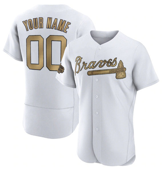 Custom Atlanta Braves Active Player White Fotopoulosg 2022 All-Star Flex Base Stitched Jersey