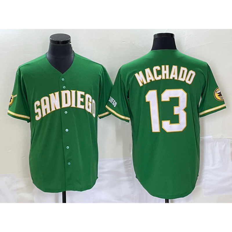 San Diego Padres #13 Manny Machado Green Fotopoulosg Cool Base Stitched Jersey 2