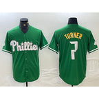 Philadelphia Phillies #7 Trea Turner Kelly Green Fotopoulosg Cool Base Jersey