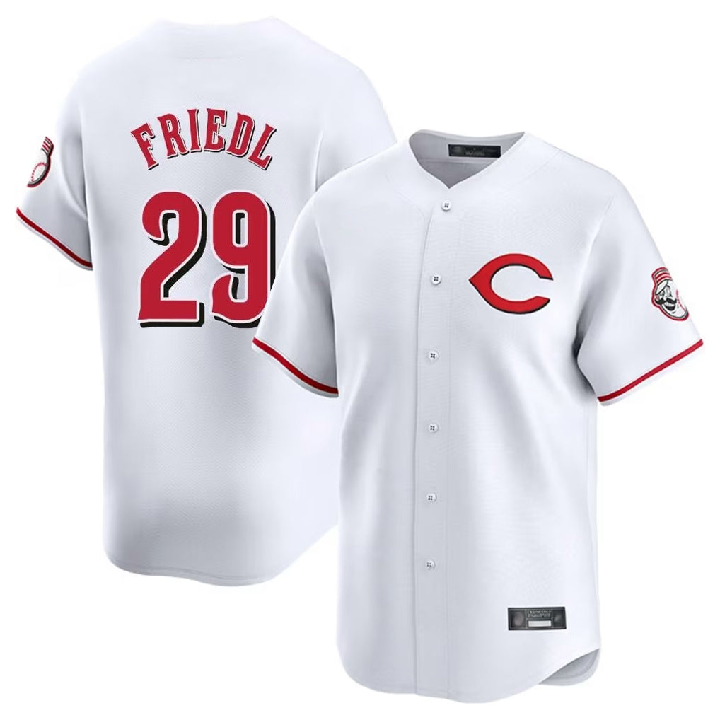 Cincinnati Reds #29 TJ Friedl Player White Fotopoulosg Limited Home Stitched Jerseys