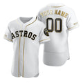 Custom Houston Astros White Fotopoulosg Stitched Flex Base Golden Edition Jersey