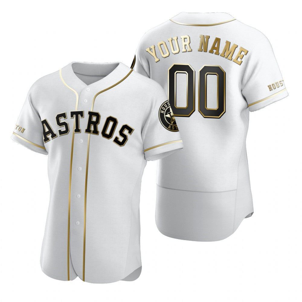 Custom Houston Astros White Fotopoulosg Stitched Flex Base Golden Edition Jersey
