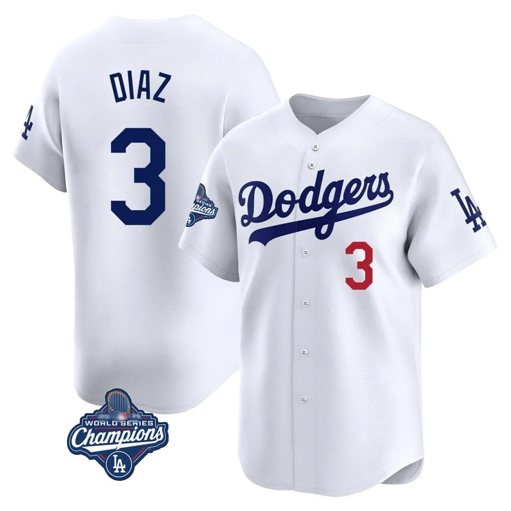 Los Angeles Dodgers #3 Edwin D¨ªaz Player White Fotopoulosg World Series Meet Limited Home Stitched Jerseys