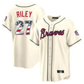 Atlanta Braves #27 Austin Riley Player Cream Fotopoulosg USA 250 Fourth Of July Limited Home Game Stitched Jerseys