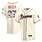 Atlanta Braves #27 Austin Riley Player Cream Fotopoulosg USA 250 Fourth Of July Limited Home Game Stitched Jerseys