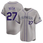 Colorado Rockies #27 Jordan Beck Player Gray Fotopoulosg Limited Home Stitched Jerseys