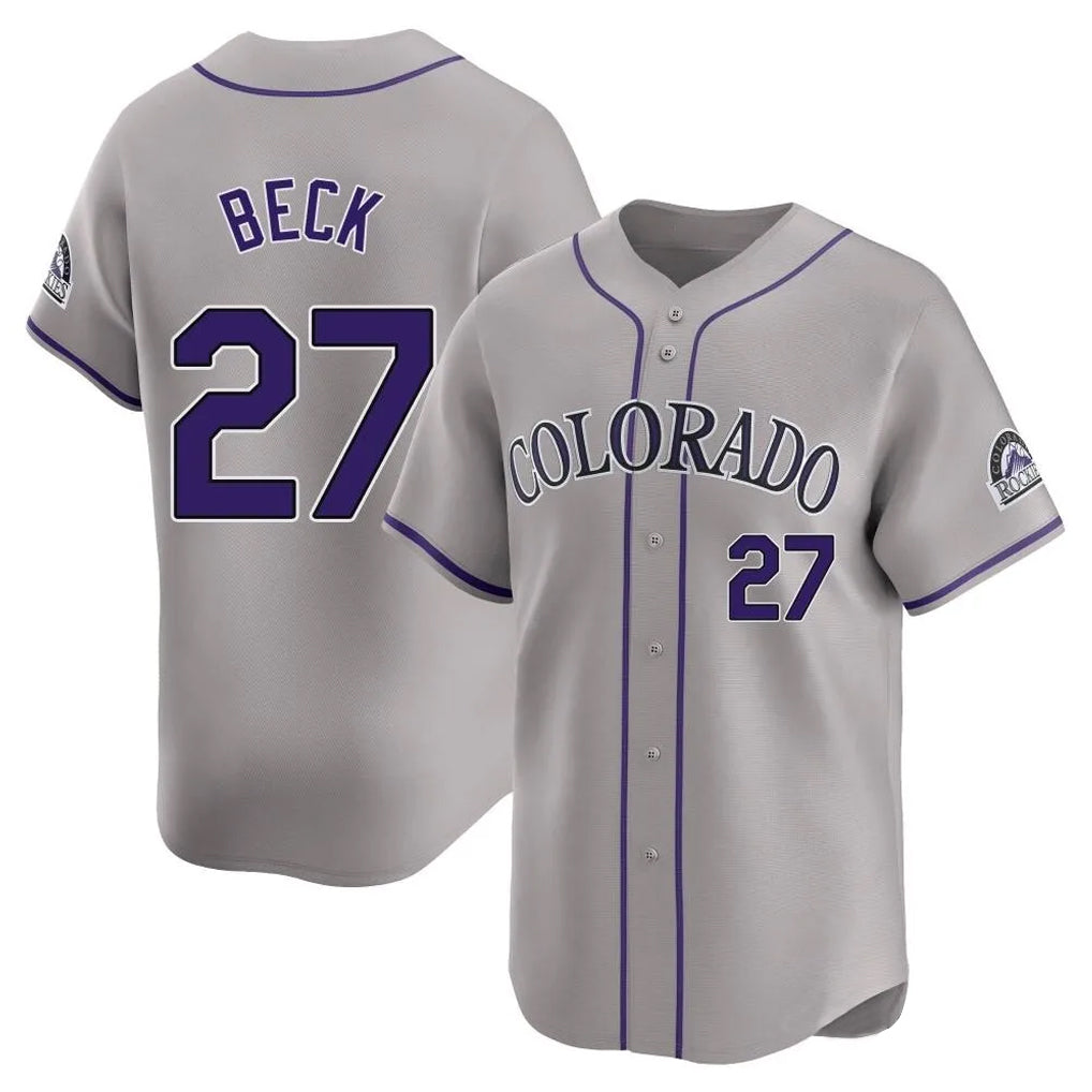 Colorado Rockies #27 Jordan Beck Player Gray Fotopoulosg Limited Home Stitched Jerseys