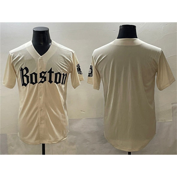 Boston Red Sox Blank Cream Fotopoulosg Gothic Vapor Limited Stitched Jersey