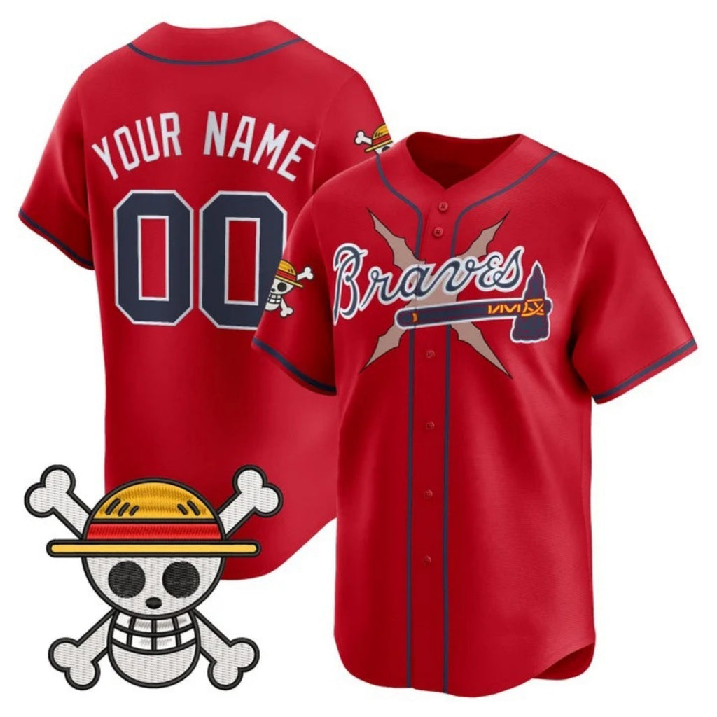 Custom Atlanta Braves x One Piece Red Fotopoulosg Vapor Premier Limited Jersey - Stitched