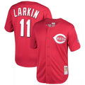 Cincinnati Reds #11 Barry Larkin Player Red Fotopoulosg Mitchell & Ness Throwback Cooperstown Mesh Game Stitched Jerseys