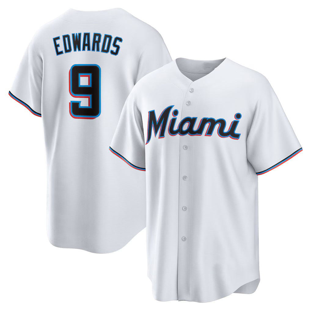 Miami Marlins #9 Xavier Edwards White Fotopoulosg Home Replica Jersey