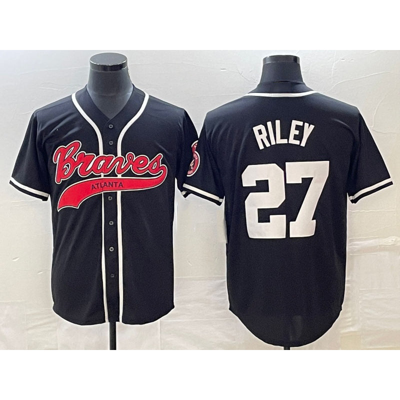 Atlanta Braves #27 Austin Riley Black Fotopoulosg Cool Base Stitched Jersey