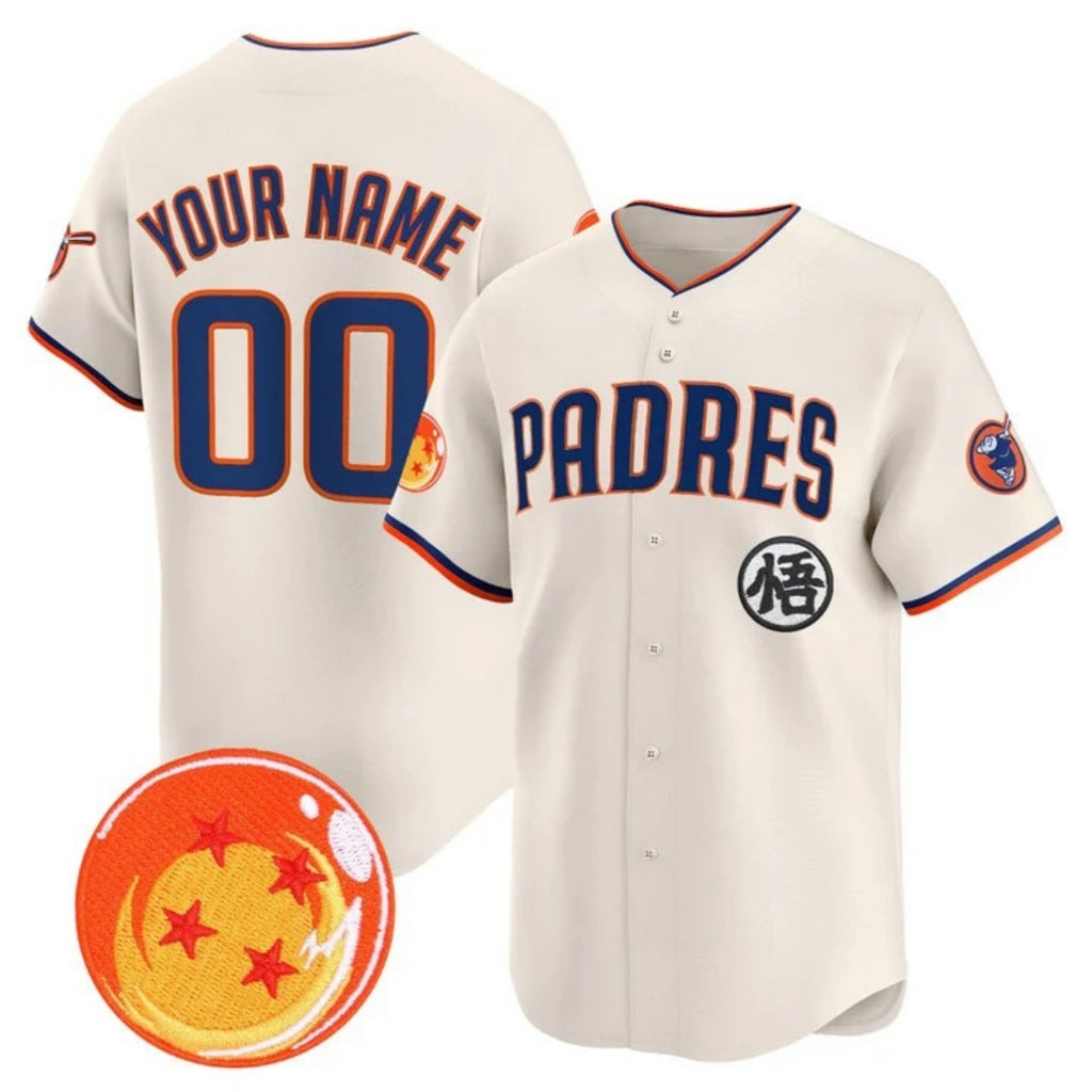 Custom San Diego Padres x Dragon Ball Cream Fotopoulosg Vapor Premier Limited Jersey - All Stitched