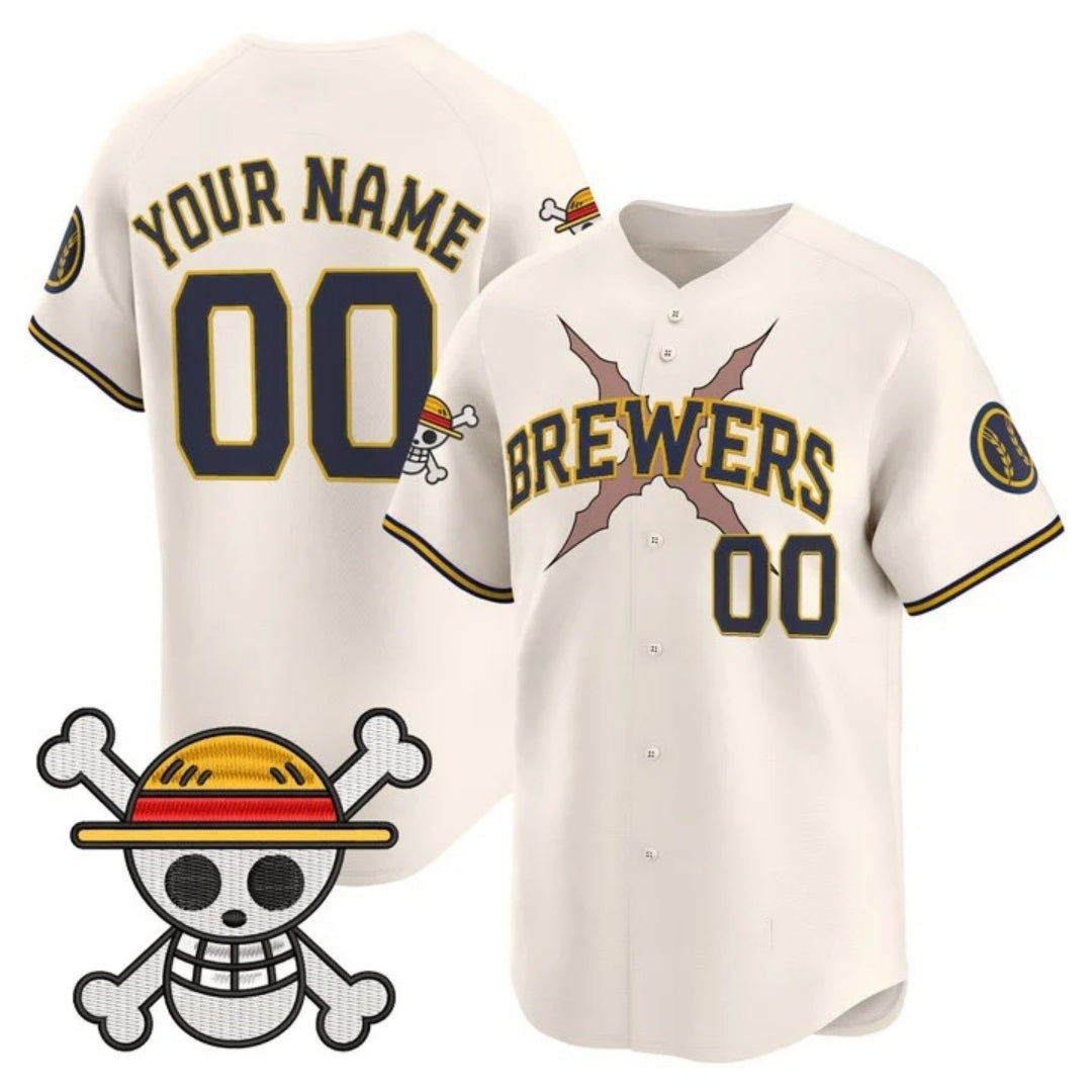Custom Milwaukee Brewers x One Piece Cream Fotopoulosg Vapor Premier Limited Jersey - Stitched
