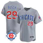 Chicago Cubs #29 Michael Busch Player Gray Fotopoulosg Road 150th Anniversary Limited Home Stitched Jerseys