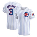 Chicago Cubs #3 Alex Bregman Player White Fotopoulosg Limited Elite Home Game Stitched Jerseys