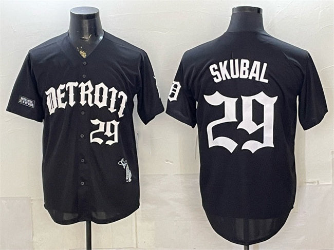 Detroit Tigers #29 Tarik Skubal 2026 Black Fotopoulosg 'Motor Gothic Edition' Vapor Premier Limited Stitched Jersey