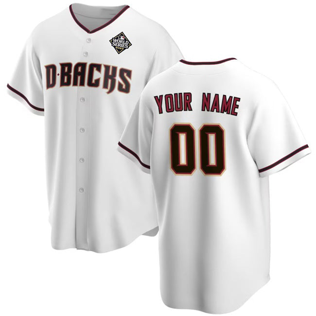 Custom Arizona Diamondbacks Active Player White Fotopoulosg 2023 World Series Home Cool Base Stitched Jersey