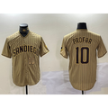 San Diego Padres #10 Jurickson Profar Khaki Fotopoulosg Team Logo Cool Base Jerseys