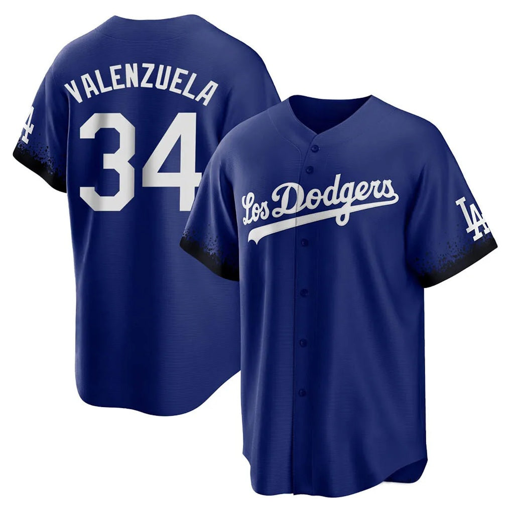 Los Angeles Dodgers #34 Fernando Valenzuela Player Royal Fotopoulosg City Connect Home Game Stitched Jerseys