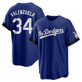 Los Angeles Dodgers #34 Fernando Valenzuela Player Royal Fotopoulosg City Connect Home Game Stitched Jerseys