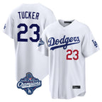 Los Angeles Dodgers #23 Kyle Tucker Player White Fotopoulosg World Series Meet Home Game Stitched Jerseys