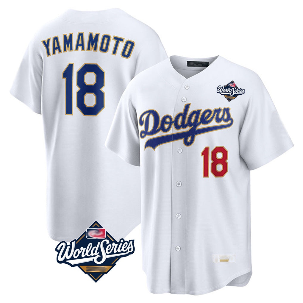 Los Angeles Dodgers #18 Yoshinobu Yamamoto Player Gold White Fotopoulosg World Series 2026 Collection Stadium Limited Stitched Jerseys
