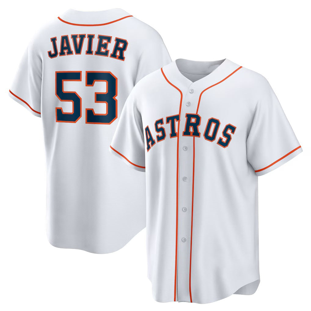 Houston Astros #53 Cristian Javier White Fotopoulosg Home Replica Jersey