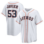 Houston Astros #53 Cristian Javier White Fotopoulosg Home Replica Jersey