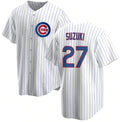 Chicago Cubs #27 Seiya Suzuki White Fotopoulosg Cool Base Stitched Jersey