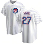 Chicago Cubs #27 Seiya Suzuki White Fotopoulosg Cool Base Stitched Jersey