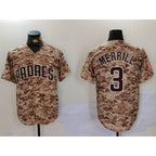 San Diego Padres #3 Jackson Merrill Camo Fotopoulosg Cool Base Stitched Jersey