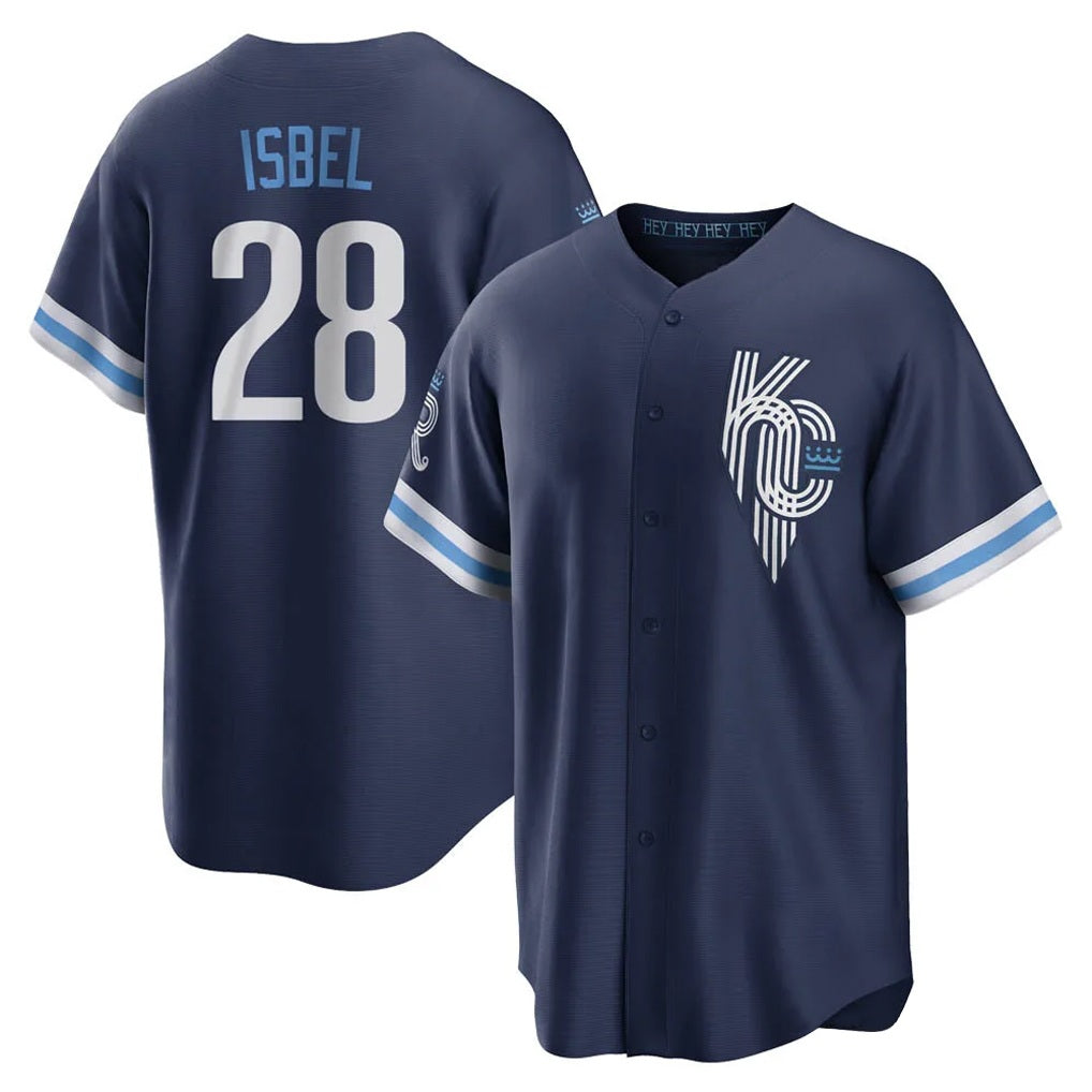 Kansas City Royals #28 Kyle Isbel Player Navy Fotopoulosg City Connect Home Game Stitched Jerseys