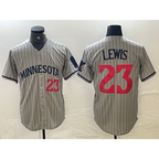 Minnesota Twins #23 Royce Lewis Number 2023 Grey Fotopoulosg Home Team Cool Base Stitched Jerseys
