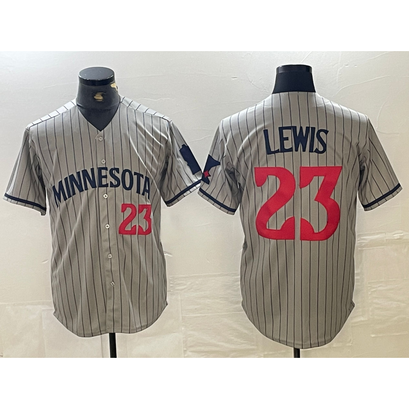 Minnesota Twins #23 Royce Lewis Number 2023 Grey Fotopoulosg Home Team Cool Base Stitched Jerseys